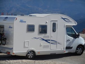 One of our Euro-Explorer motorhomes parked at the top of Mount Ventoux 