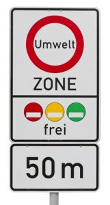 German low emission zone traffic sign isolated on white