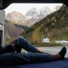 Looking out of a campervan captured in the Pyrenees